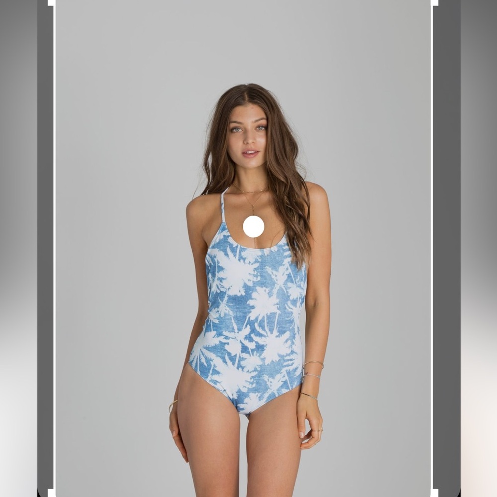 Billabong Blue and White One Piece Swimsuit